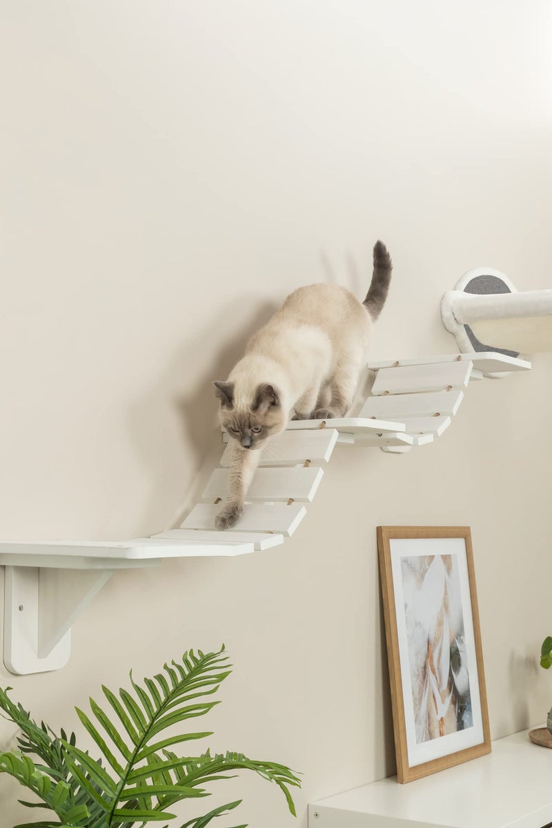 Trixie Wall Mounted Cat Bridge â€“ Space-Saving Cat Wall Shelves for Climbing, Jumping & Vertical Play â€“ Elevated Cat Furniture with 3 Platforms â€“ White, 59.1 x 11.8 x 5.5 in - Image 3